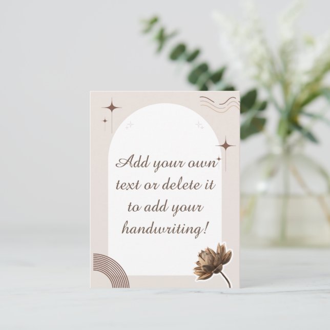 Brown Minimalist Boho Notes Customizable Postcard (Standing Front)