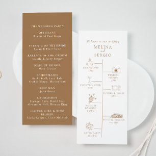 Brown Minimalist Calligraphy Timeline Wedding Program