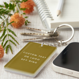 Brown Minimalist Custom Text Or Logo Keychain