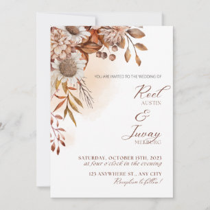 Brown Minimalist Fall Wedding Invitation