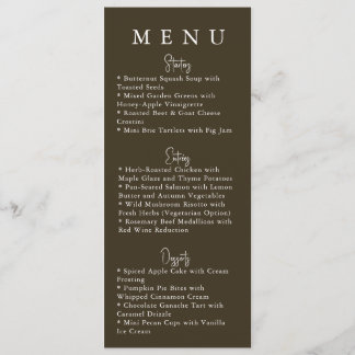 Brown Minimalist Modern Wedding Menu