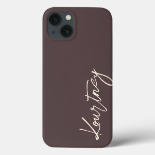 Brown Minimalist Script Name Personalized  iPhone 13 Case