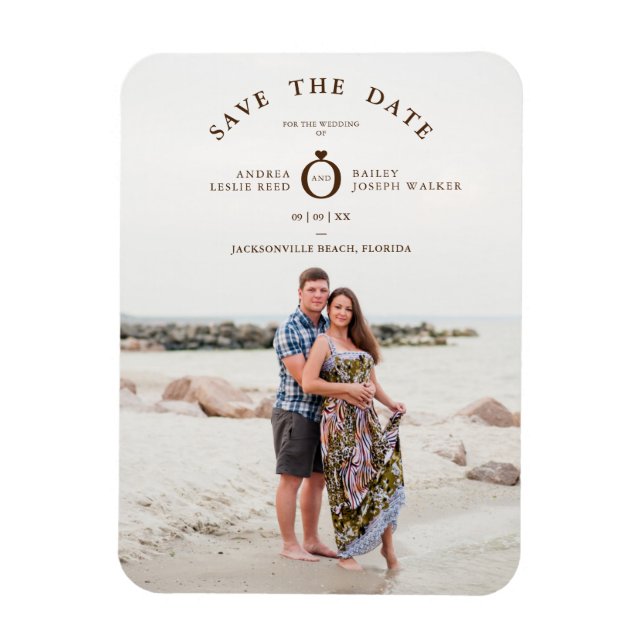Brown Minimalist Simple Custom Photo Wedding Magnet (Vertical)