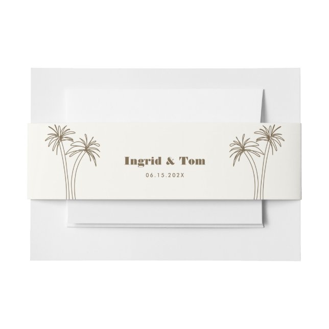 Brown Minimalist Tropics Invitation Belly Band (Front Example)