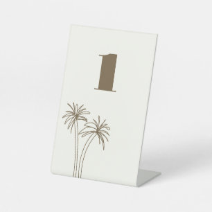 Brown Minimalist Tropics Wedding Table Number Pedestal Sign