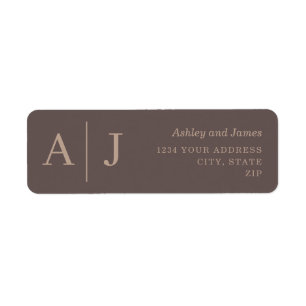 Brown Minimalist Wedding Return Address Label
