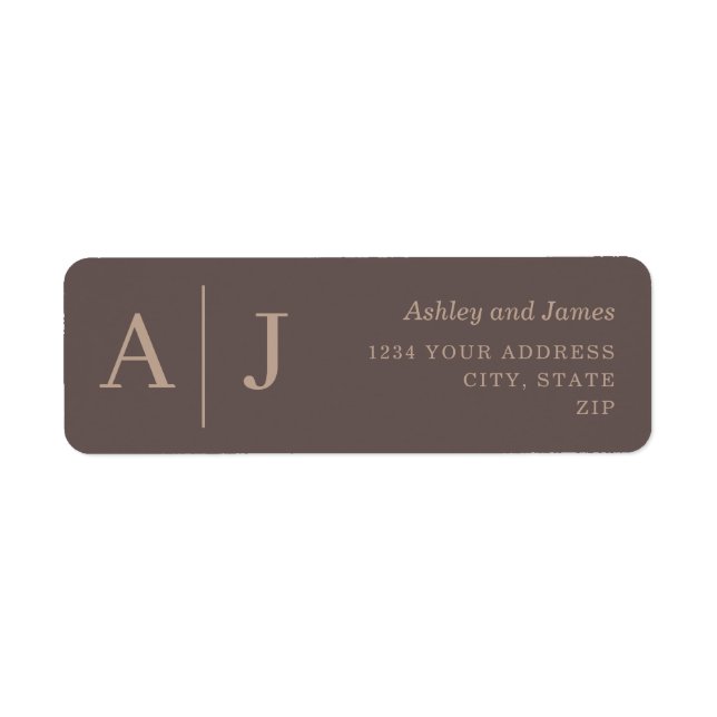 Brown Minimalist Wedding Return Address Label (Front)