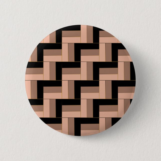 Brown Mocha Black Geometric Rectangles 2 Inch Round Button (Front)