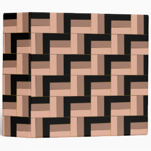 Brown Mocha Black Geometric Rectangles Binder