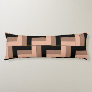 Brown Mocha Black Geometric Rectangles Body Pillow