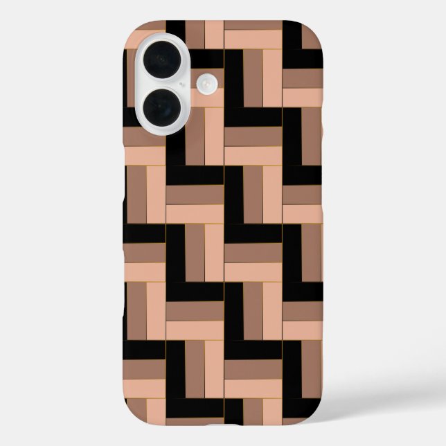 Brown Mocha Black Geometric Rectangles Case-Mate iPhone Case (Back)