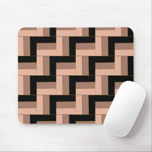 Brown Mocha Black Geometric Rectangles Mouse Pad