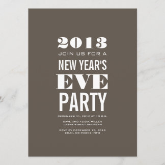 Brown Modern 2013 New Year's Eve Party Invitation