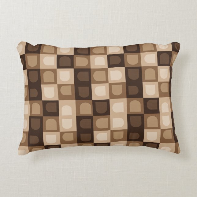 Brown Modern Boho Arch Geometric Aztec Pattern  Accent Pillow (Front)