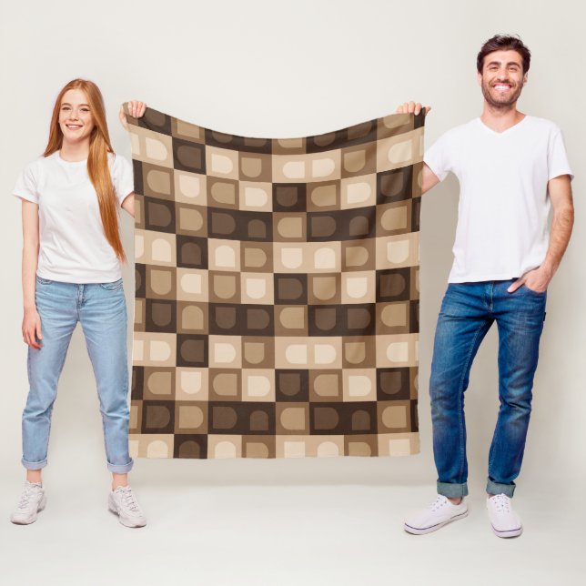 Brown Modern Boho Arch Geometric Aztec Pattern  Fleece Blanket (In Situ)