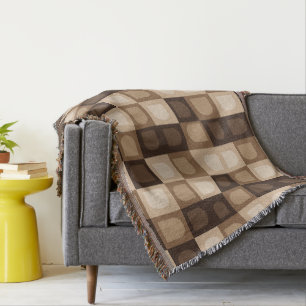 Brown Modern Boho Arch Geometric Aztec Pattern  Throw Blanket
