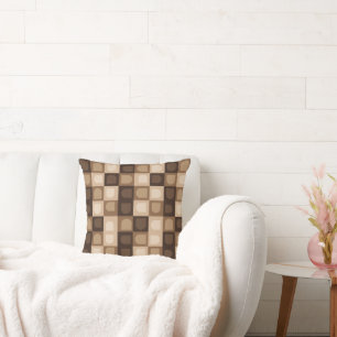 Brown Modern Boho Arch Geometric Aztec Pattern Throw Pillow