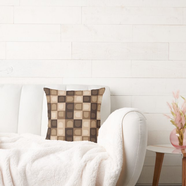 Brown Modern Boho Arch Geometric Aztec Pattern  Throw Pillow (Couch)