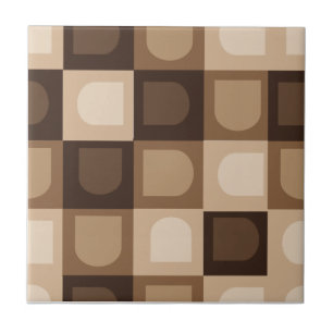 Brown Modern Boho Arch Geometric Aztec Pattern Tile