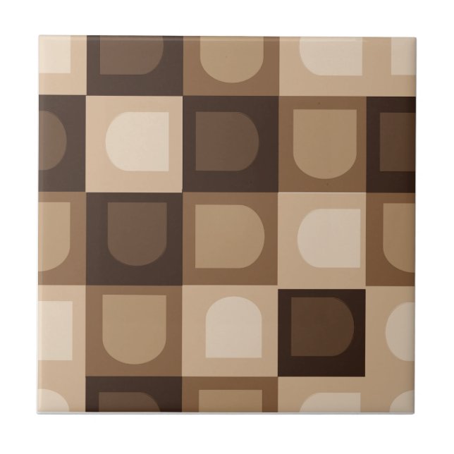 Brown Modern Boho Arch Geometric Aztec Pattern  Tile (Front)