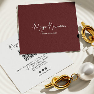 Brown Modern Elegant Minimal QR Code Professional  Square Business Card