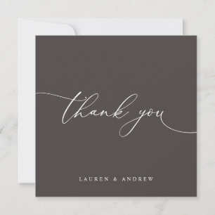 Brown Modern Minimalist Wedding Thank You Card