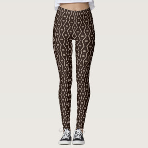 Brown Modern Mudcloth Print Leggings