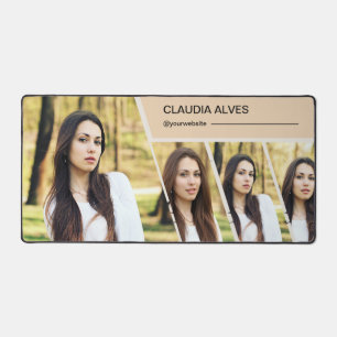 Brown Modern Photo Collage Desk Mat