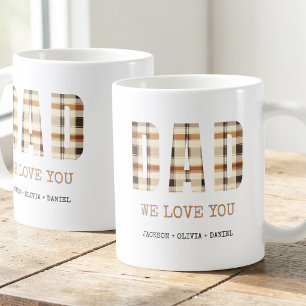 Brown Modern Typography Dad We Love You Kids Names Coffee Mug