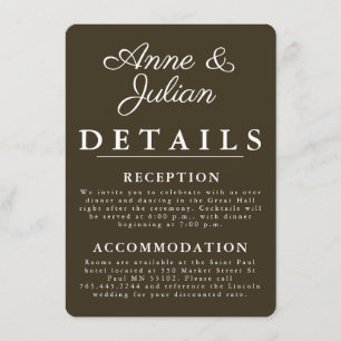 Brown Modern Wedding Details Card Insert QR Code