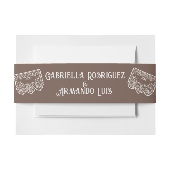 Brown Modern Wedding Elegant BOHO Belly Band Invitation Belly Band (Front Example)