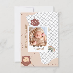 Brown Modern Welcome Baby shower Invitation