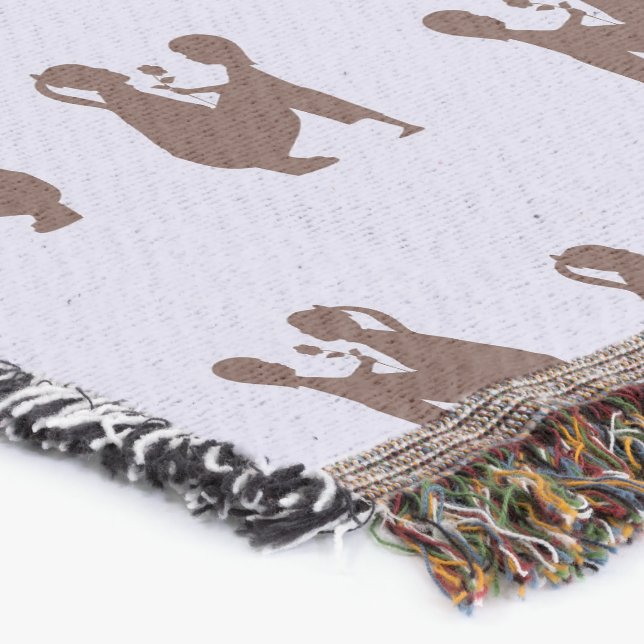 Brown mom and child silhouette throw blanket (Corner)