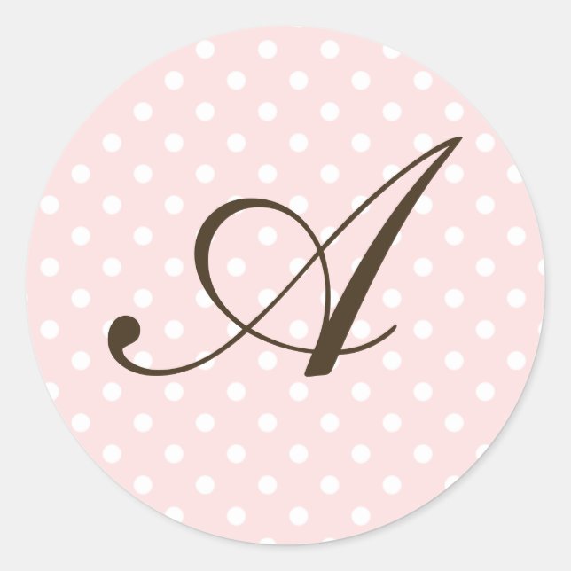 Brown Monogram A On Polka Dot Favour Labels (Front)