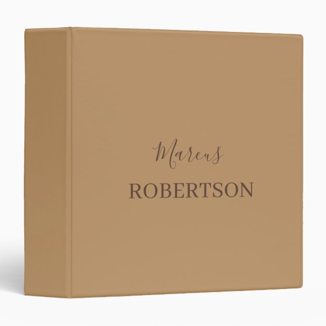 Brown monogram calligraphy minimalist professional binder (Front/Spine)