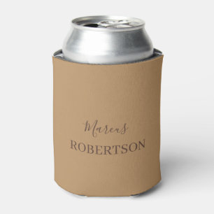 Brown monogram calligraphy minimalist professional can cooler