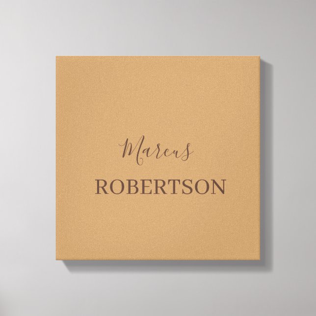Brown monogram calligraphy minimalist professional canvas print (Front)