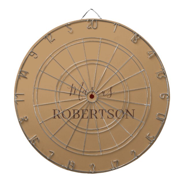 Brown monogram calligraphy minimalist professional dartboard (Front)