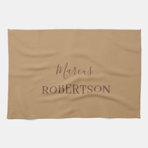 Brown monogram calligraphy minimalist professional kitchen towel