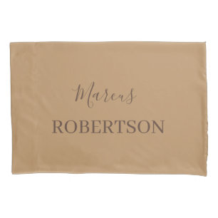 Brown monogram calligraphy minimalist professional pillowcase