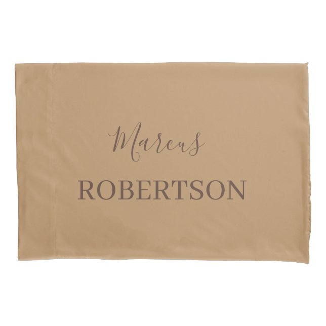 Brown monogram calligraphy minimalist professional pillowcase (Front)