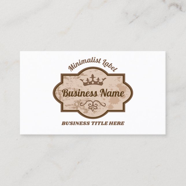Brown Monogram Floral Crown Crest Business Card (Front)