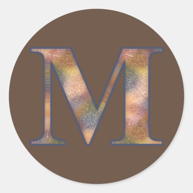Brown Monogram M Classic Round Sticker (Front)