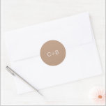 Brown Monogram Modern Wedding Classic Round Sticker<br><div class="desc">Minimalist and modern design.</div>