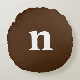 Brown Monogram Round Pillow