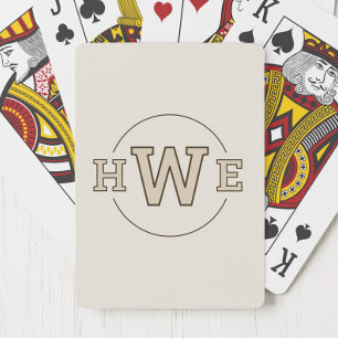 Brown Monogram Simple Initials Modern Cool Retro Playing Cards