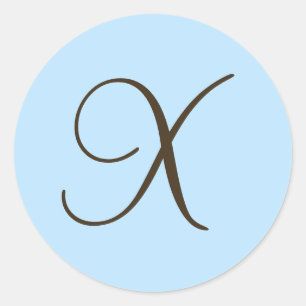 Brown Monogram X on Light Blue Favour Label