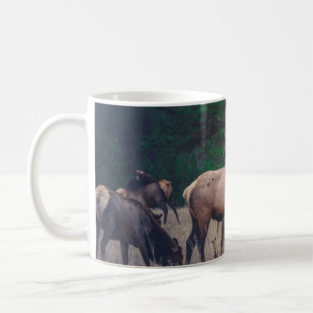 BROWN MOOSE NEAR GREEN TREE AT DAYTIME COFFEE MUG (Left)