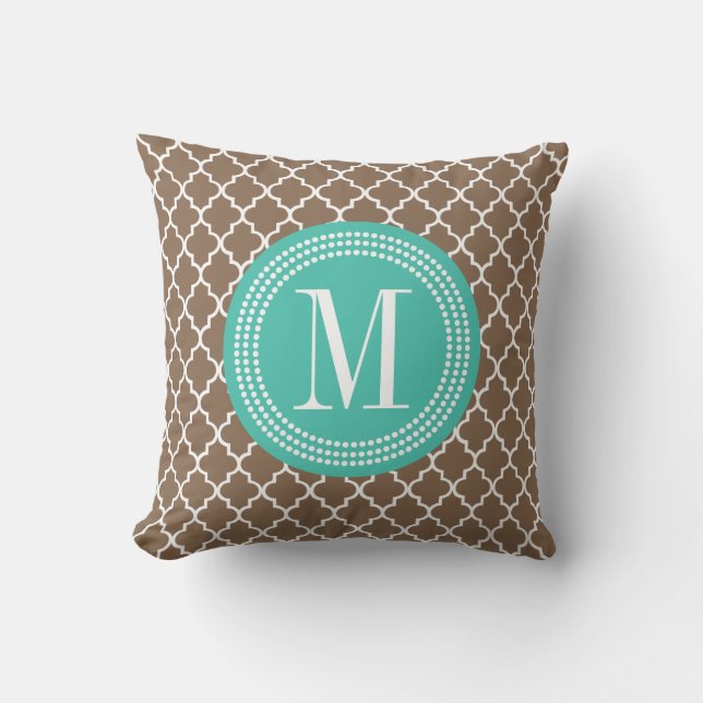 Brown Moroccan Lattice Personalized Throw Pillow (Front)