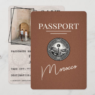Brown Morocco Passport Save The Date